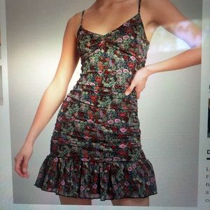 Lulus-Floral print ruched mini dress-small
